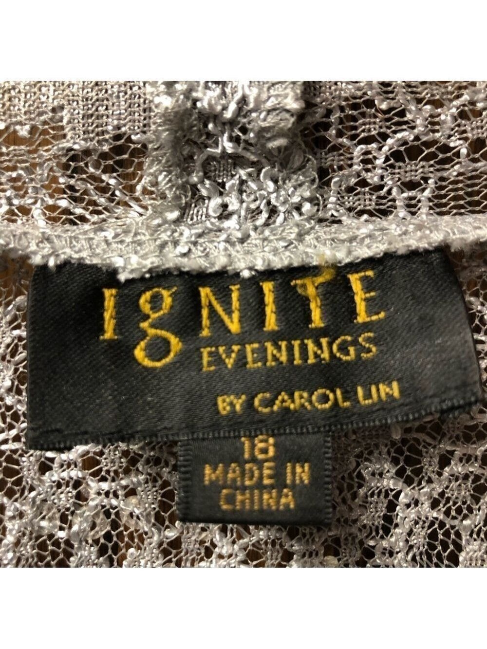 Elegant Silver Lace & Sequin Cardigan & Camisole 2 Piece Set by Carol Lin - Picture 5 of 7